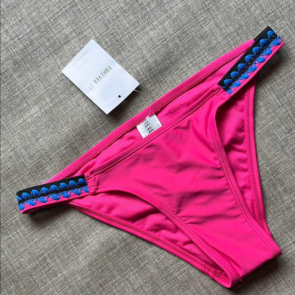 Pink Cheeky Low Rise Bikini Bottom by Forever 21 NWT Small